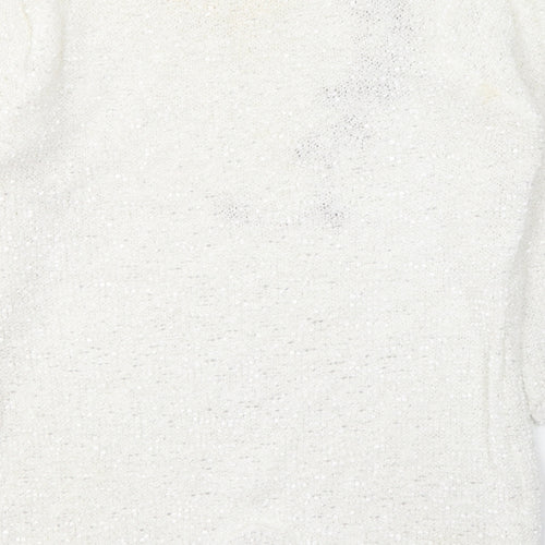 Debenhams Womens White Round Neck  Polyester Pullover Jumper Size M
