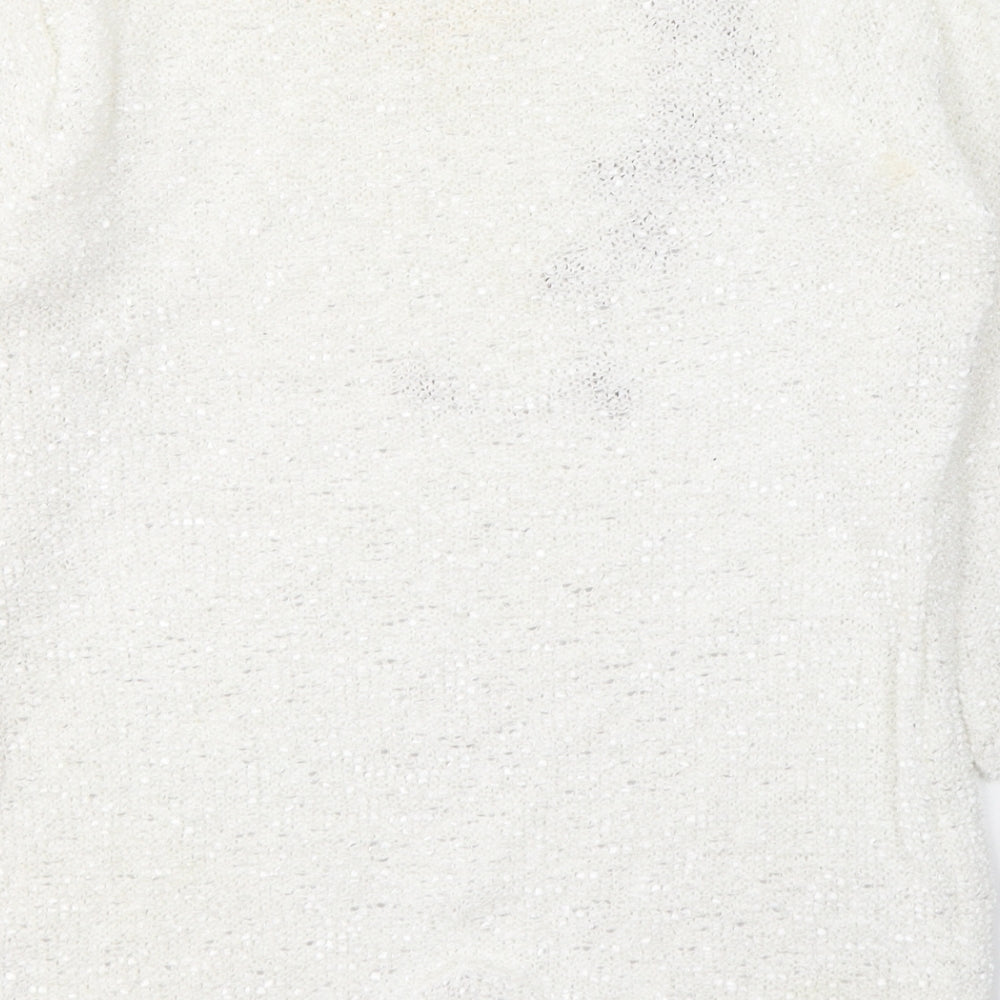 Debenhams Womens White Round Neck  Polyester Pullover Jumper Size M