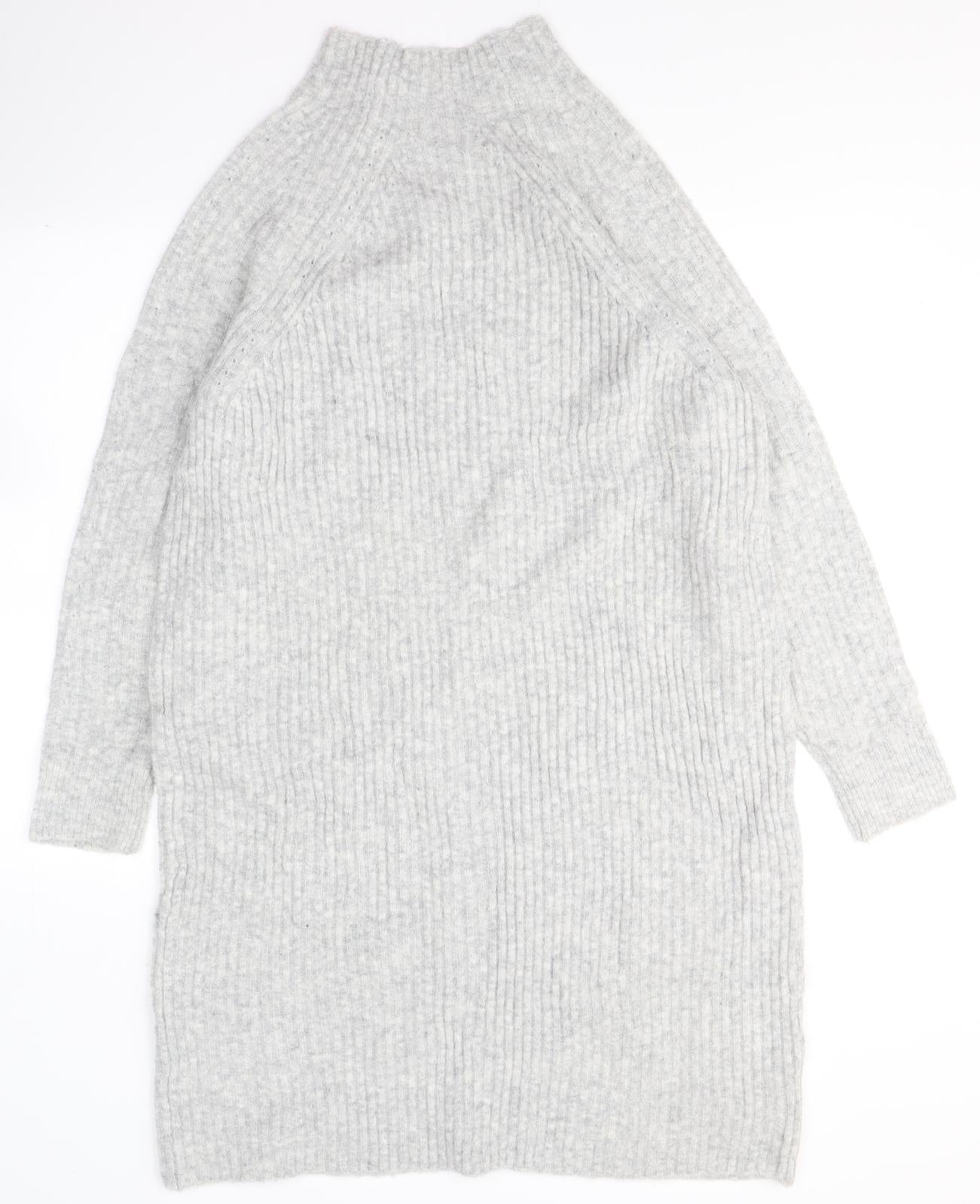 NEXT Womens Grey  Acrylic Jumper Dress  Size 12  High Neck Pullover