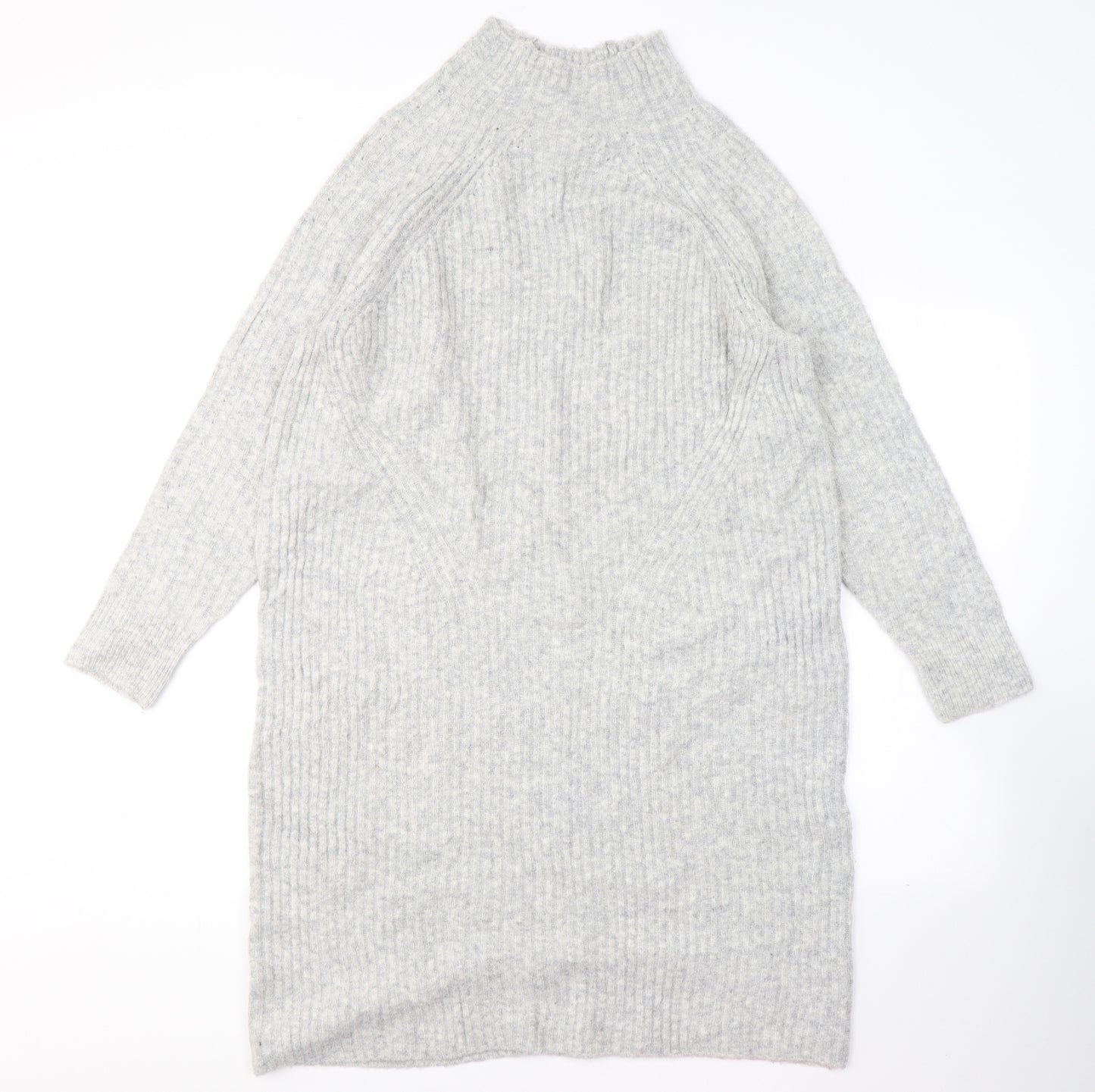 NEXT Womens Grey  Acrylic Jumper Dress  Size 12  High Neck Pullover