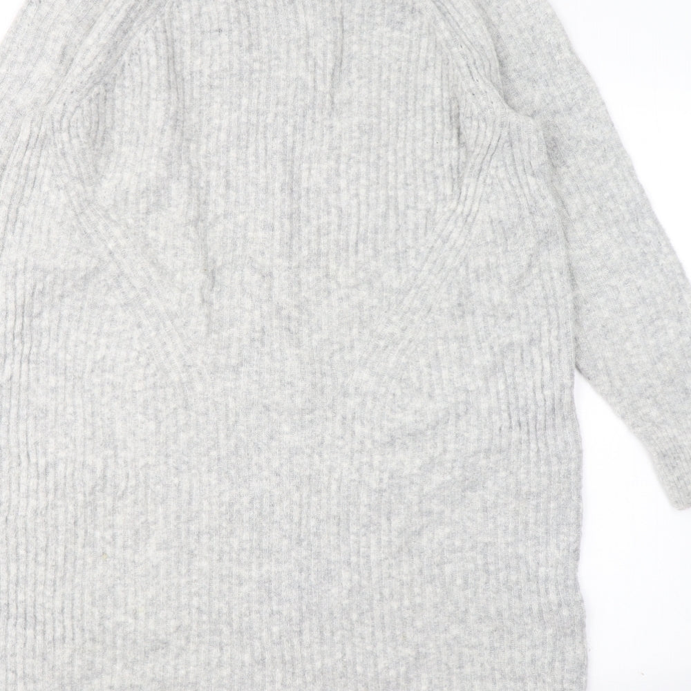 NEXT Womens Grey  Acrylic Jumper Dress  Size 12  High Neck Pullover