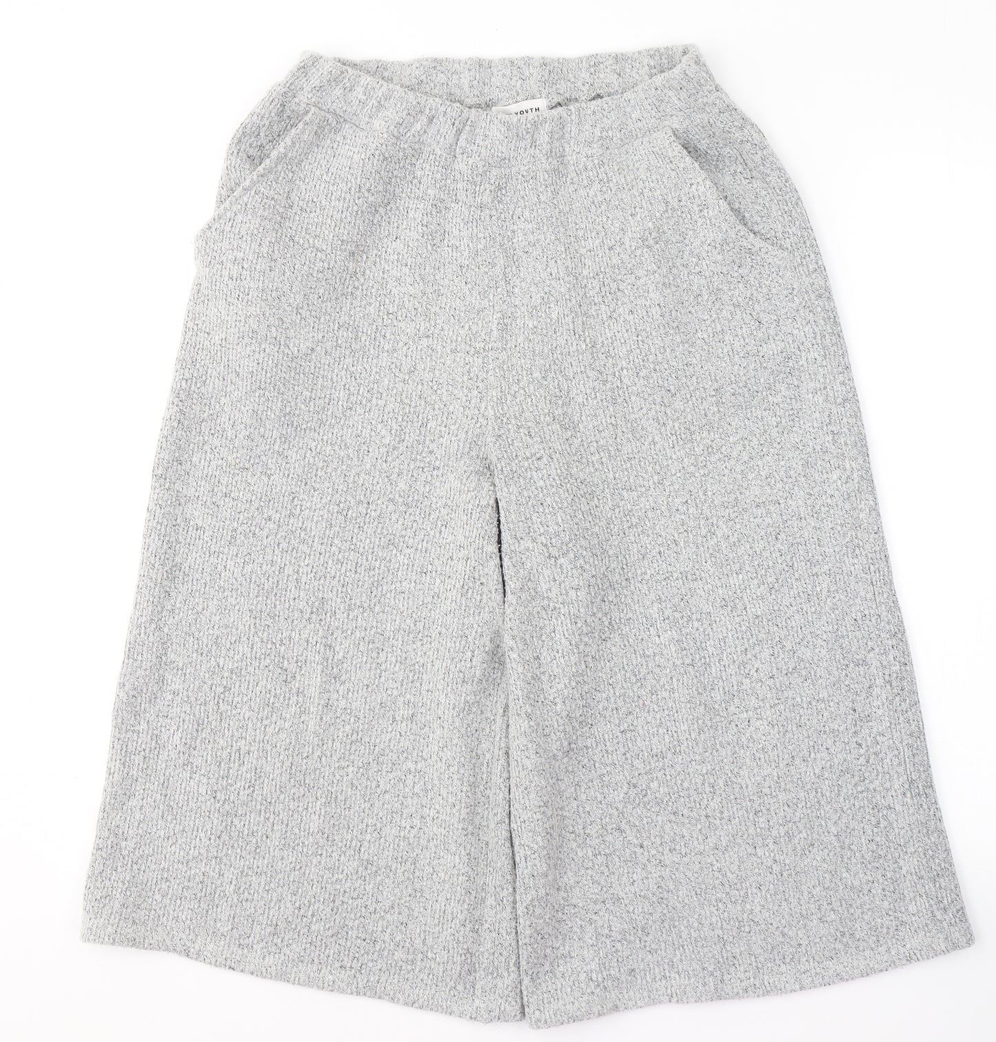 Native Youth Womens Grey  Acrylic Cropped Trousers Size S L20 in Regular