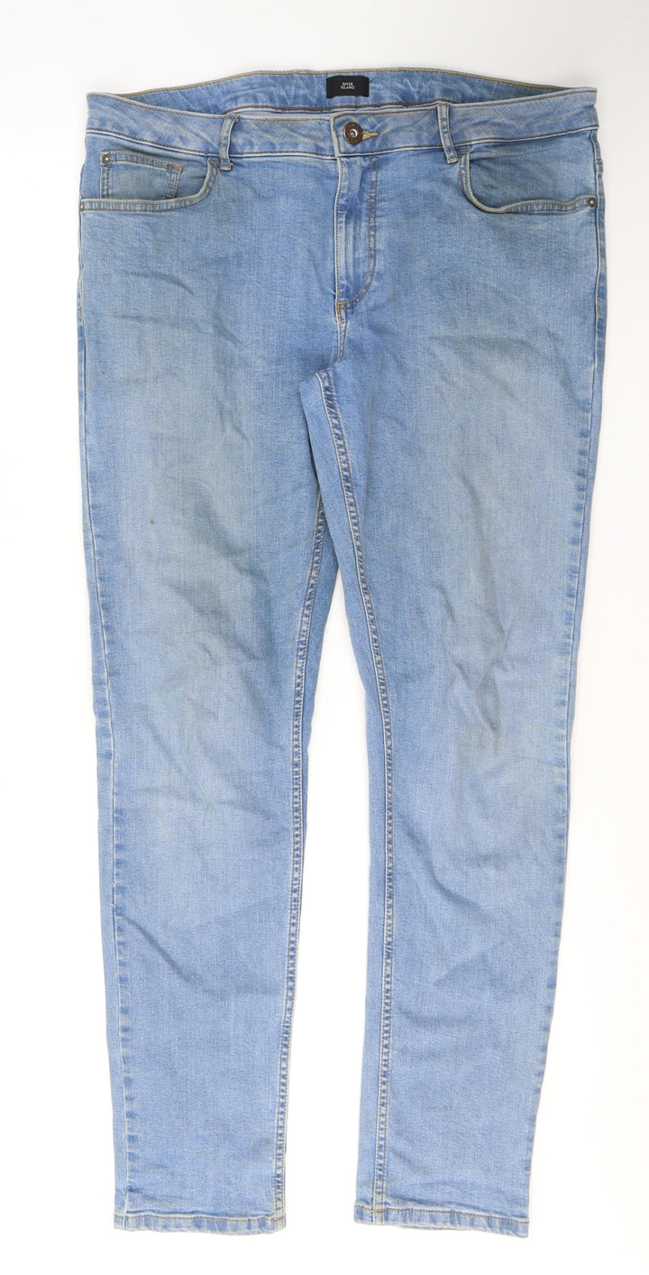 River Island Womens Blue Cotton Skinny Jeans Size 36 in L34 in Regular Button