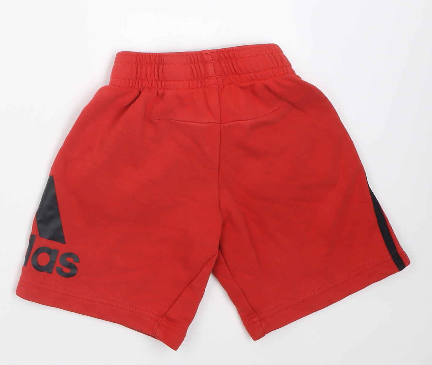 adidas Boys Red Striped Cotton Sweat Shorts Size 5-6 Years  Regular Tie