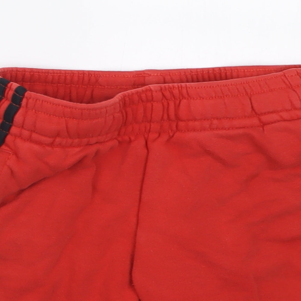 adidas Boys Red Striped Cotton Sweat Shorts Size 5-6 Years  Regular Tie