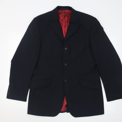 REMUS Mens Black  Polyacrylate Fibre Jacket Blazer Size 38