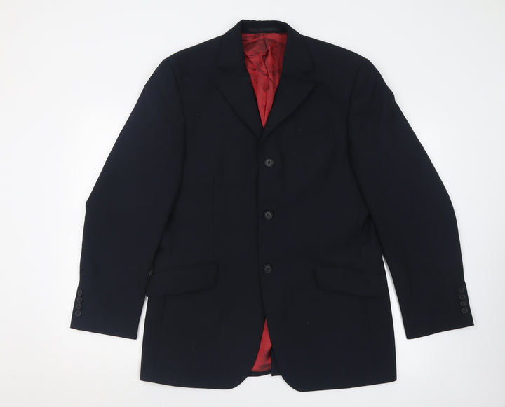 REMUS Mens Black  Polyacrylate Fibre Jacket Blazer Size 38