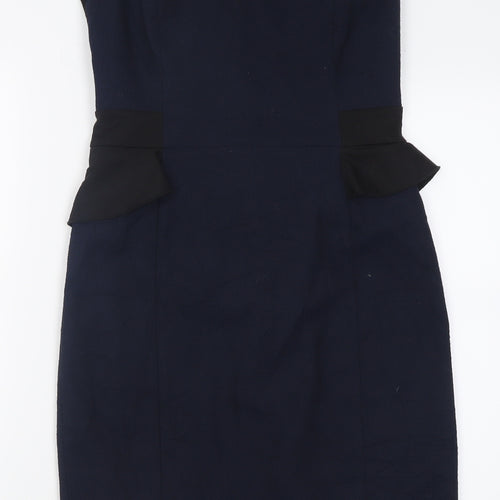 Oasis Womens Blue  Polyester Bodycon  Size 10  Crew Neck Zip
