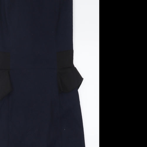 Oasis Womens Blue  Polyester Bodycon  Size 10  Crew Neck Zip