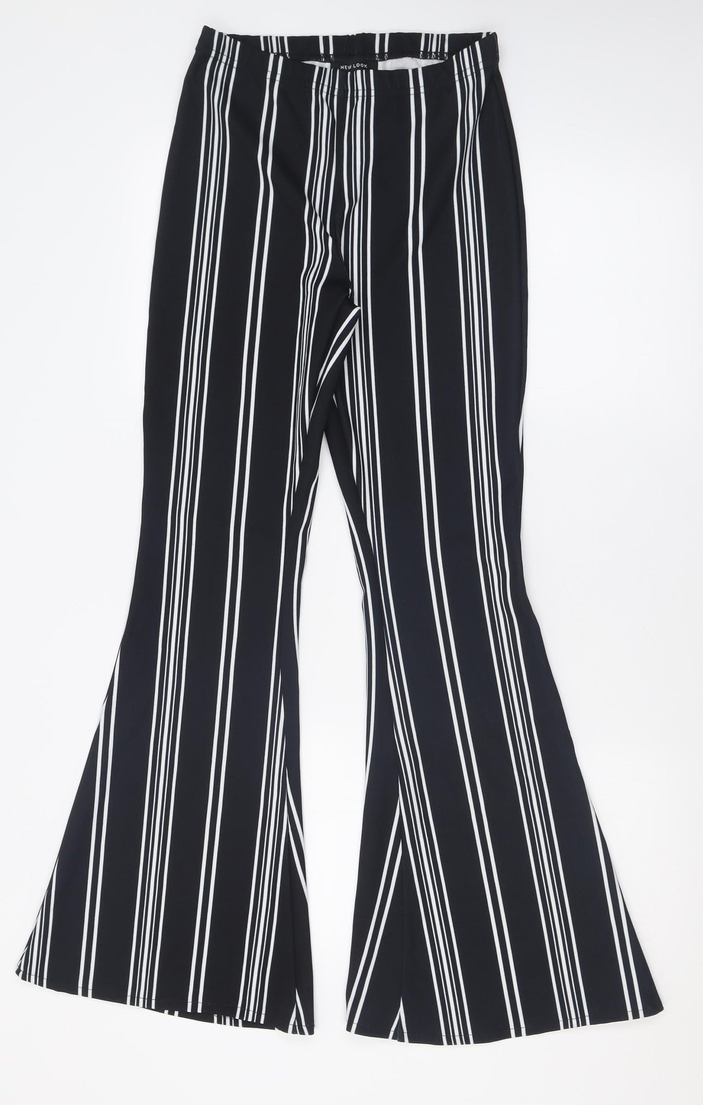 New Look Womens Black Striped Polyester Trousers  Size 8 L30 in Regular