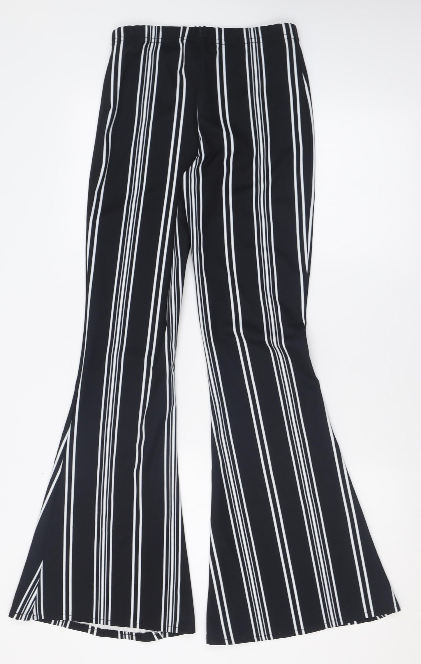 New Look Womens Black Striped Polyester Trousers  Size 8 L30 in Regular