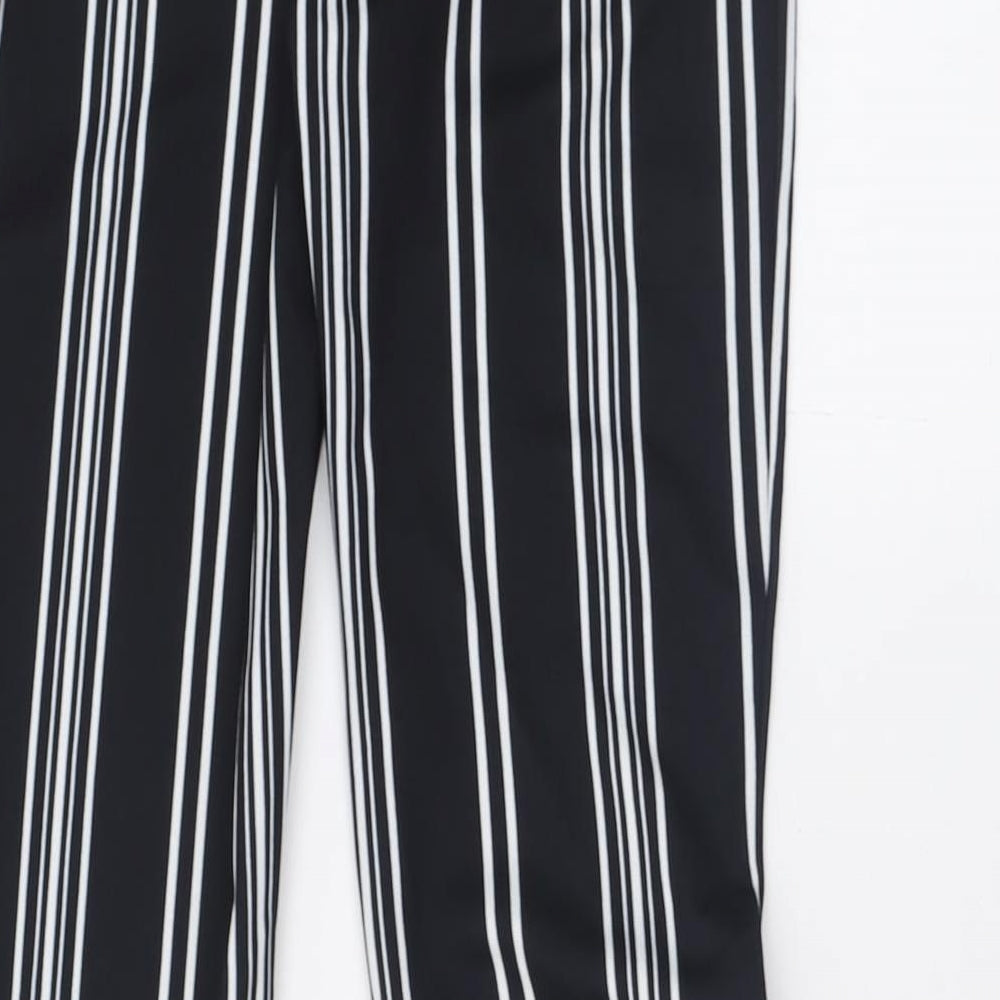 New Look Womens Black Striped Polyester Trousers  Size 8 L30 in Regular