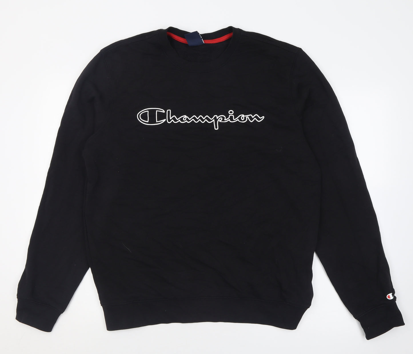 Champion Mens Black  Cotton Pullover Sweatshirt Size L