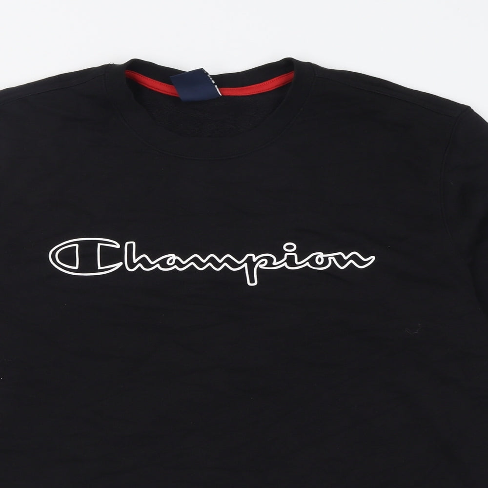 Champion Mens Black  Cotton Pullover Sweatshirt Size L