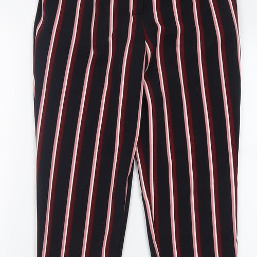 Miss Selfridge Womens Black Striped Polyester Trousers  Size 8 L24 in Regular