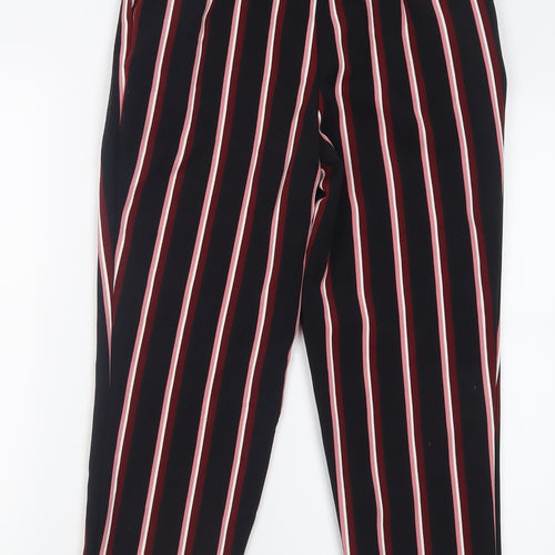 Miss Selfridge Womens Black Striped Polyester Trousers  Size 8 L24 in Regular