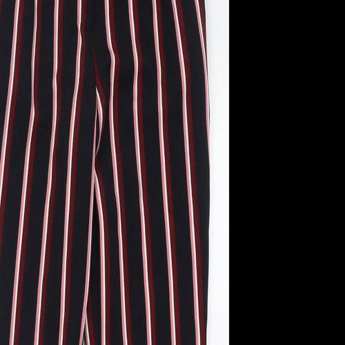 Miss Selfridge Womens Black Striped Polyester Trousers  Size 8 L24 in Regular