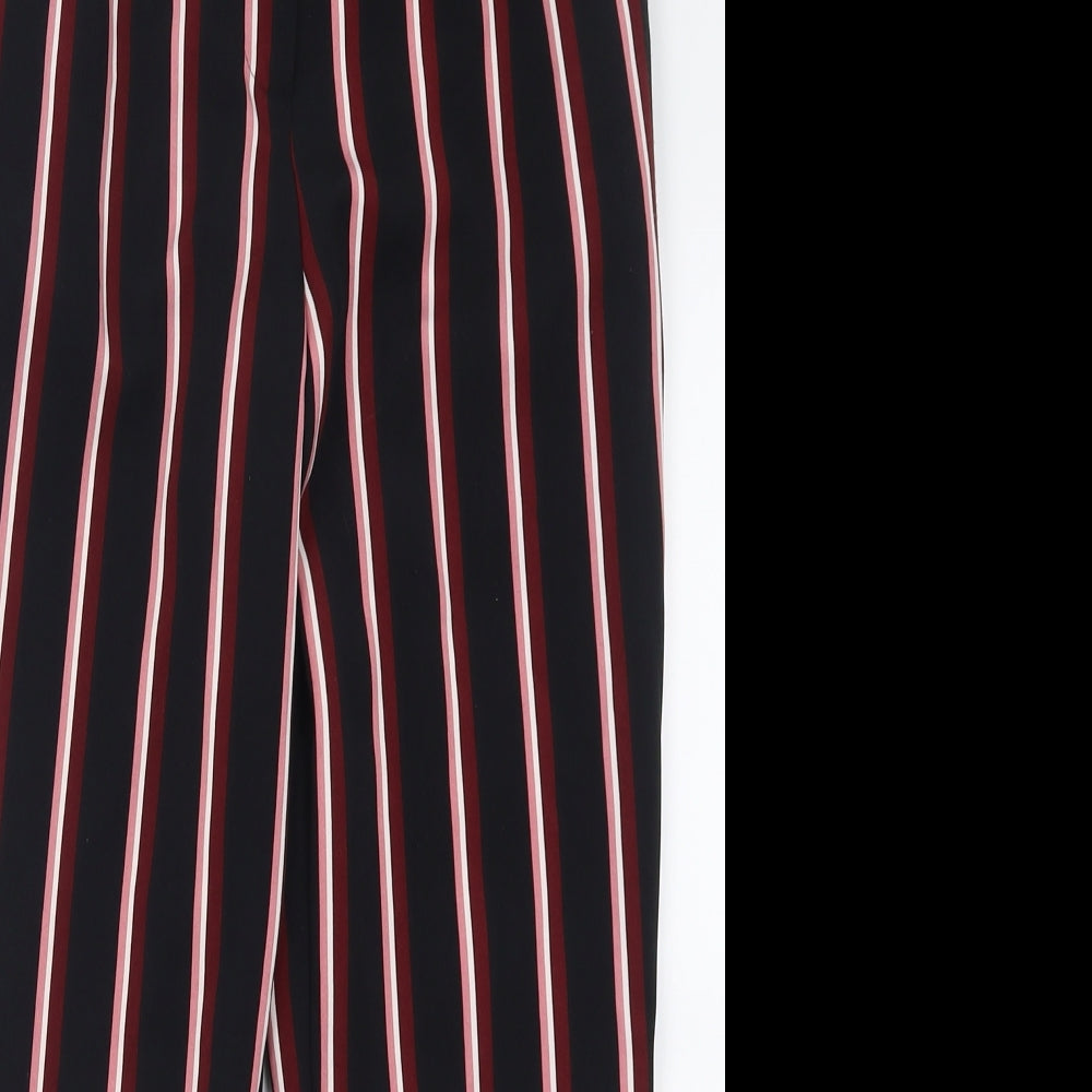 Miss Selfridge Womens Black Striped Polyester Trousers  Size 8 L24 in Regular