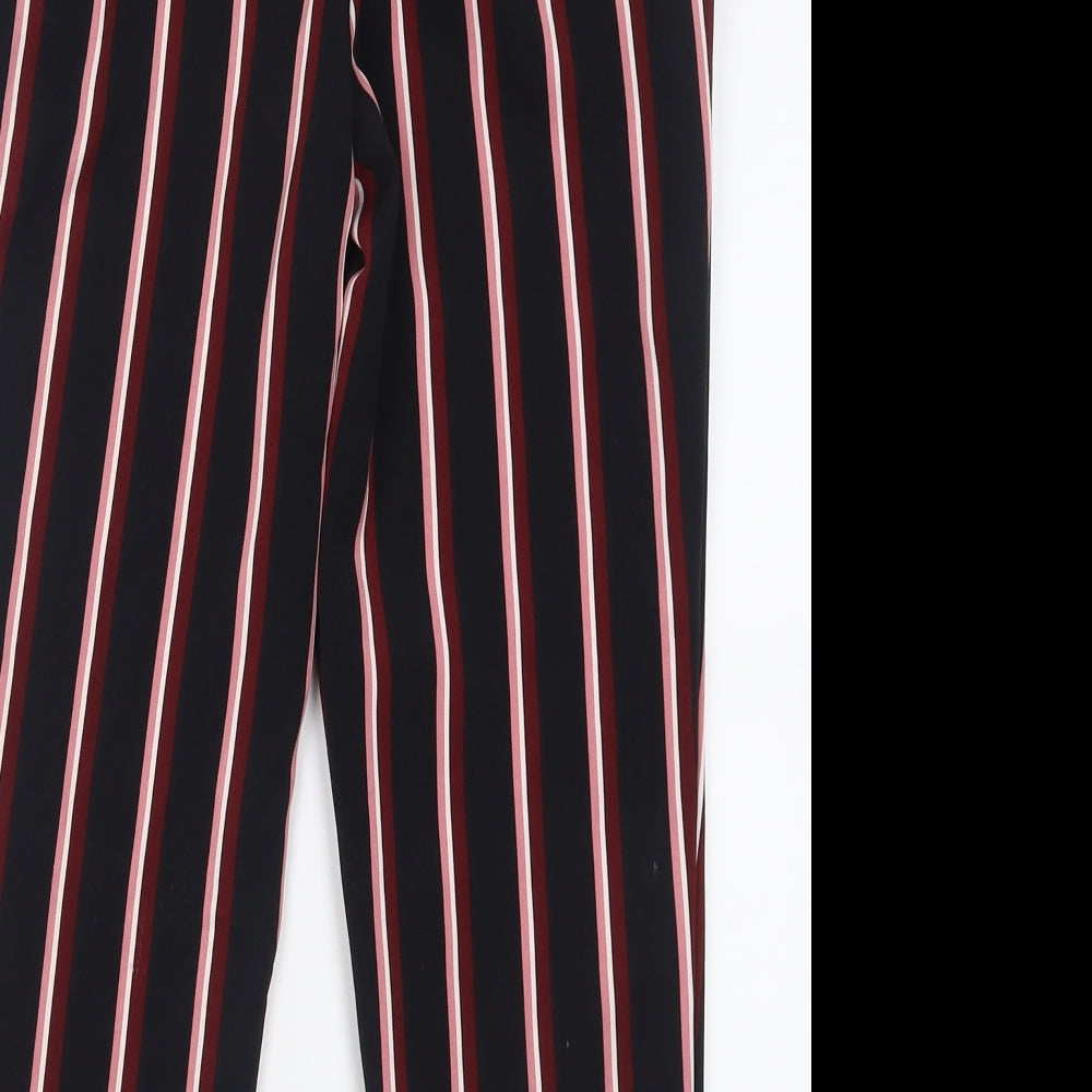 Miss Selfridge Womens Black Striped Polyester Trousers  Size 8 L24 in Regular