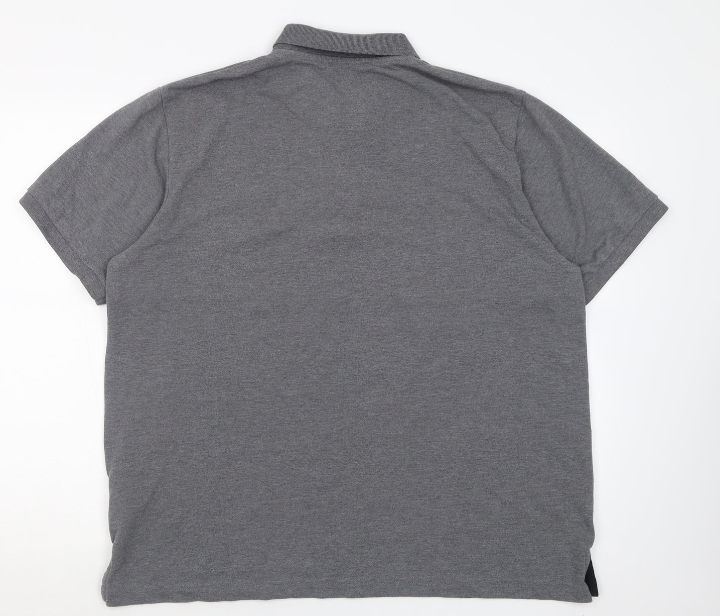 Piere Candin Mens Grey Striped Cotton  Polo Size 2XL Collared Button