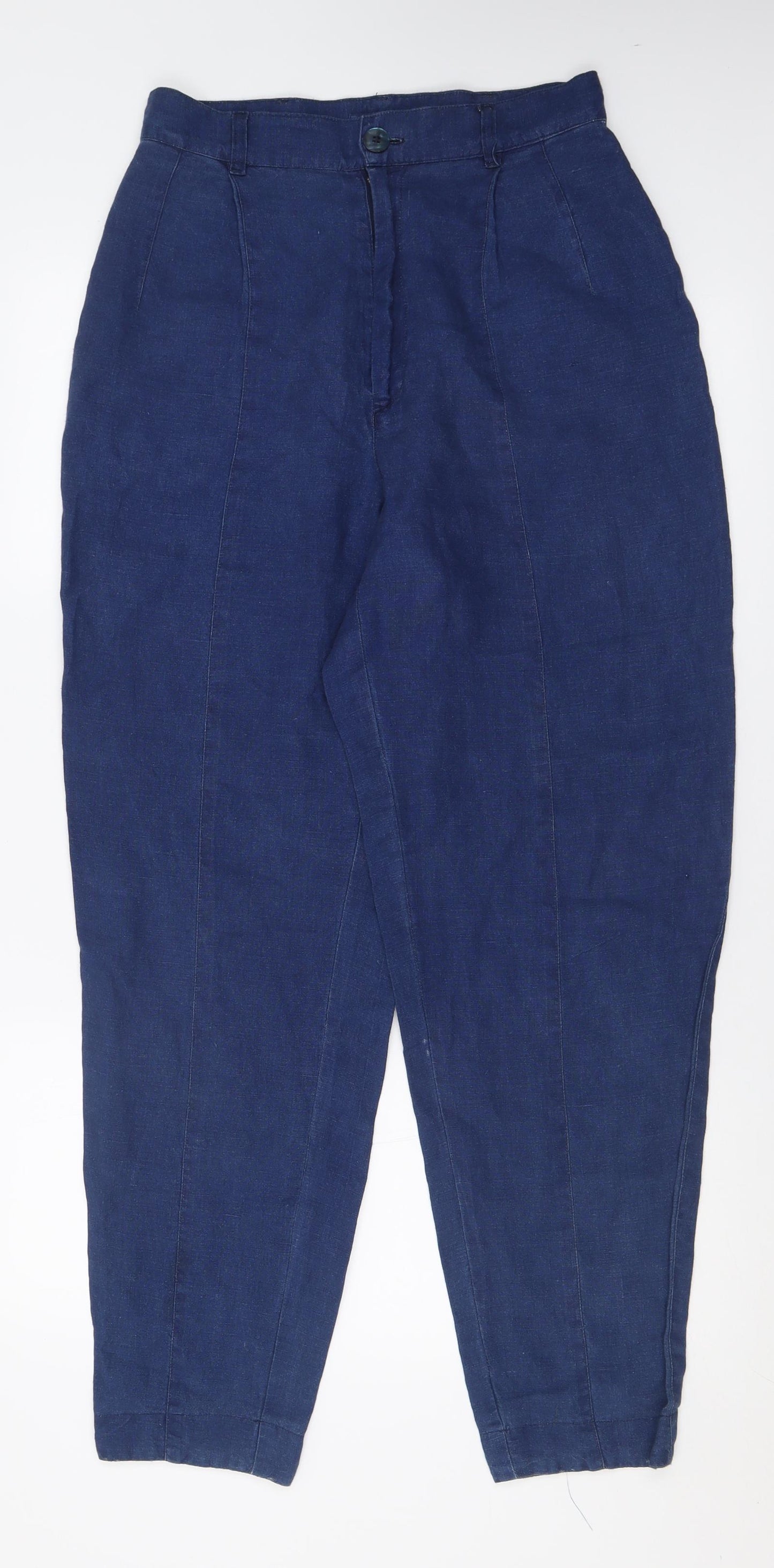 Jigsaw Womens Blue  Linen Trousers  Size 8 L30 in Regular Button