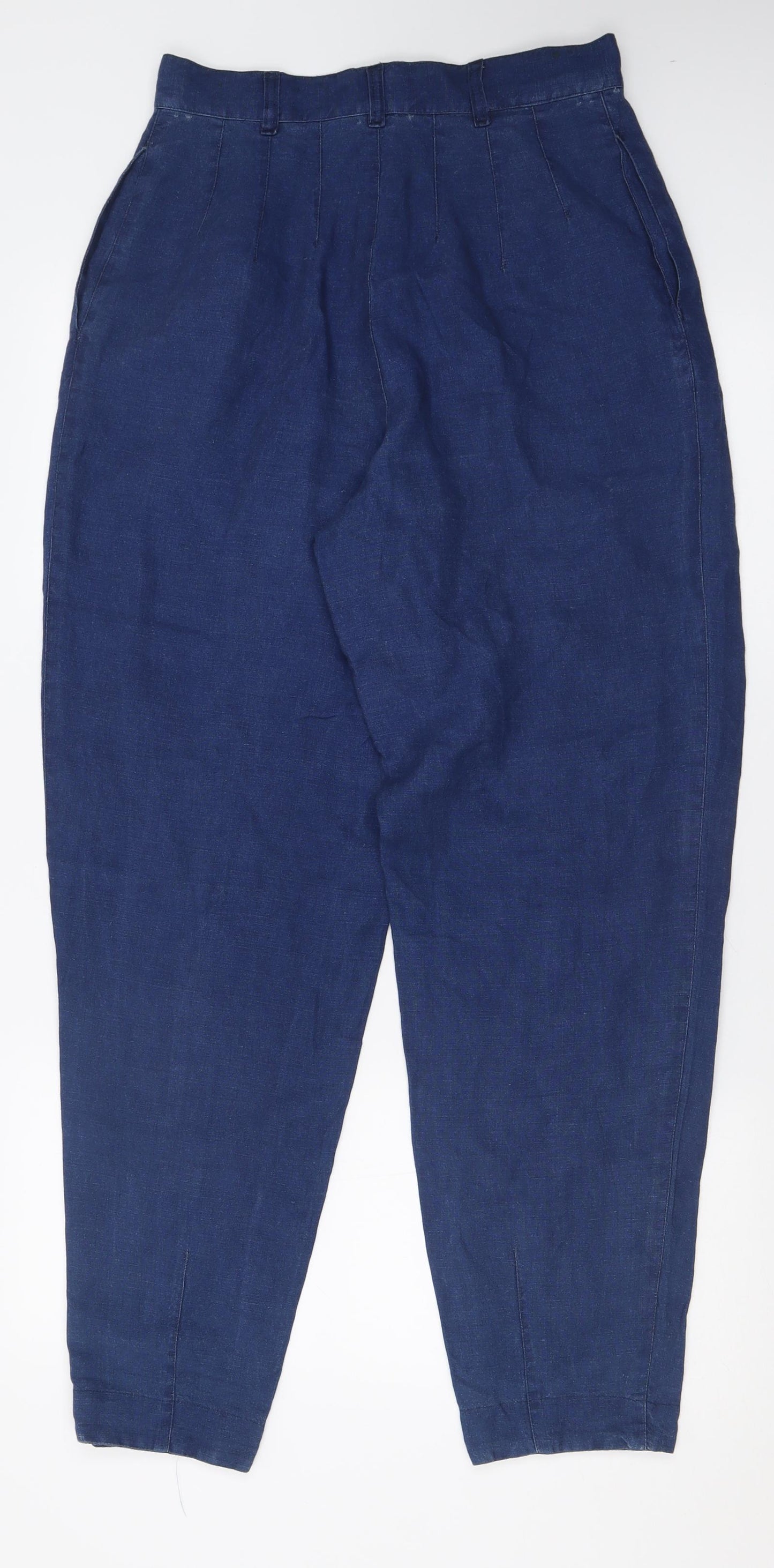 Jigsaw Womens Blue  Linen Trousers  Size 8 L30 in Regular Button
