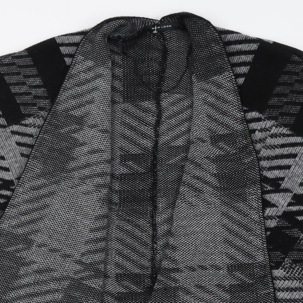 New Look Womens Grey V-Neck Geometric Acrylic Cape Jumper One Size