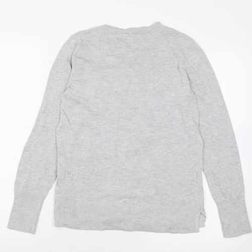 Time and Tru Womens Grey Crew Neck  Polyester Pullover Jumper Size 6
