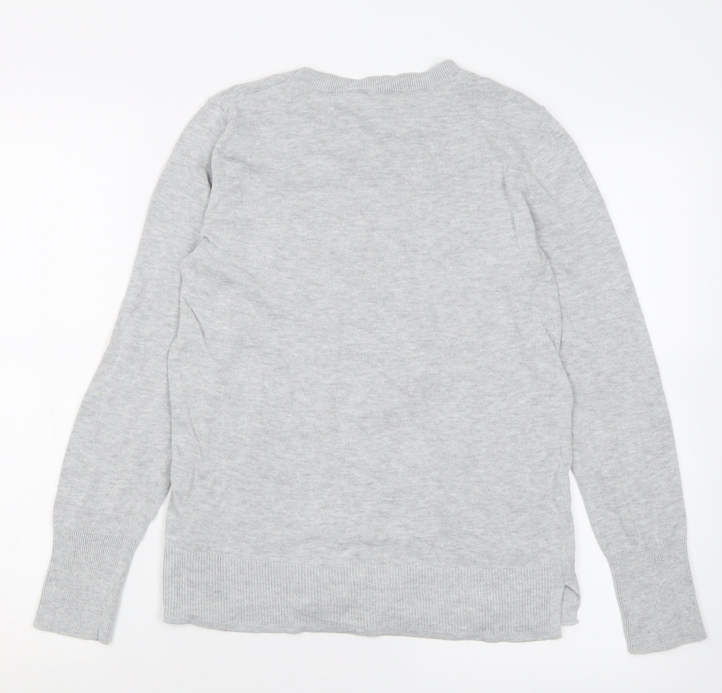 Time and Tru Womens Grey Crew Neck  Polyester Pullover Jumper Size 6