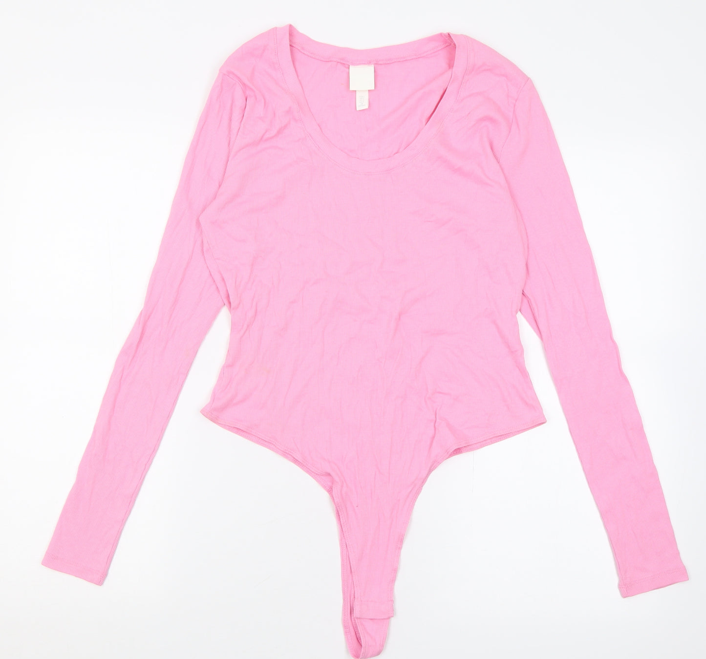 H&M Womens Pink  Cotton Bodysuit One-Piece Size L  Button
