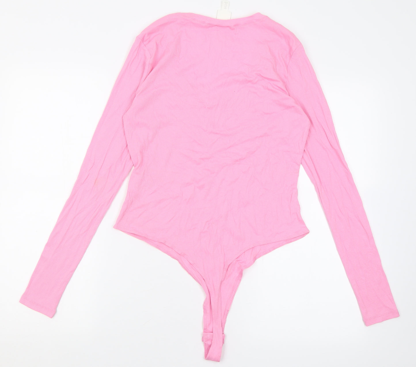 H&M Womens Pink  Cotton Bodysuit One-Piece Size L  Button