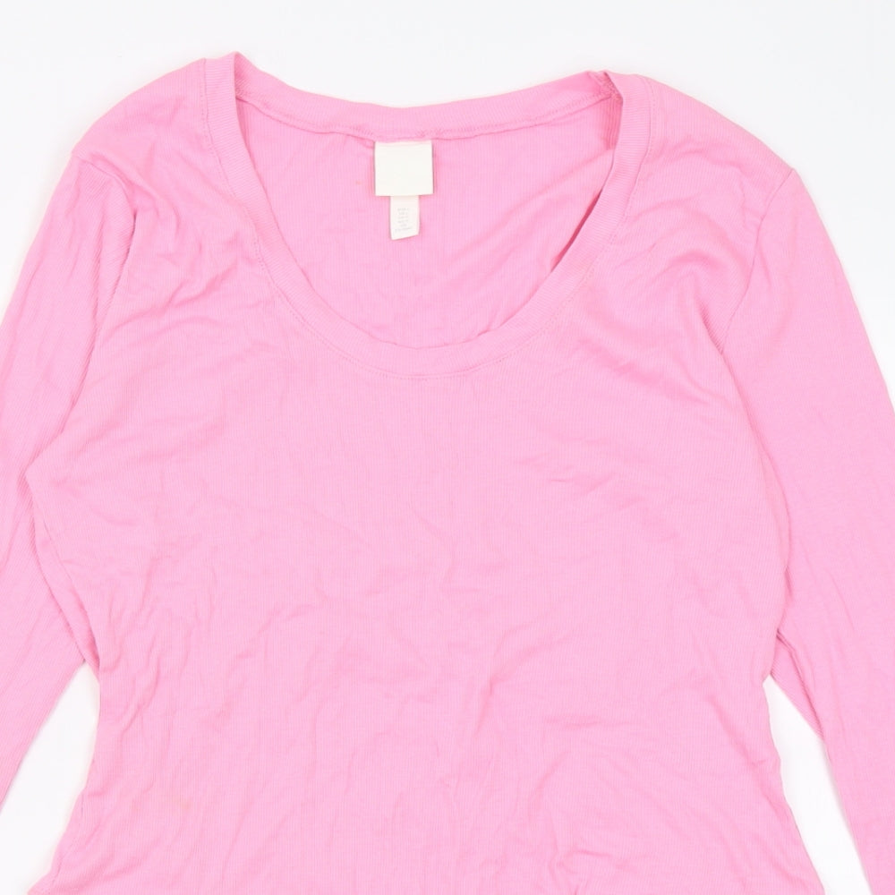 H&M Womens Pink  Cotton Bodysuit One-Piece Size L  Button