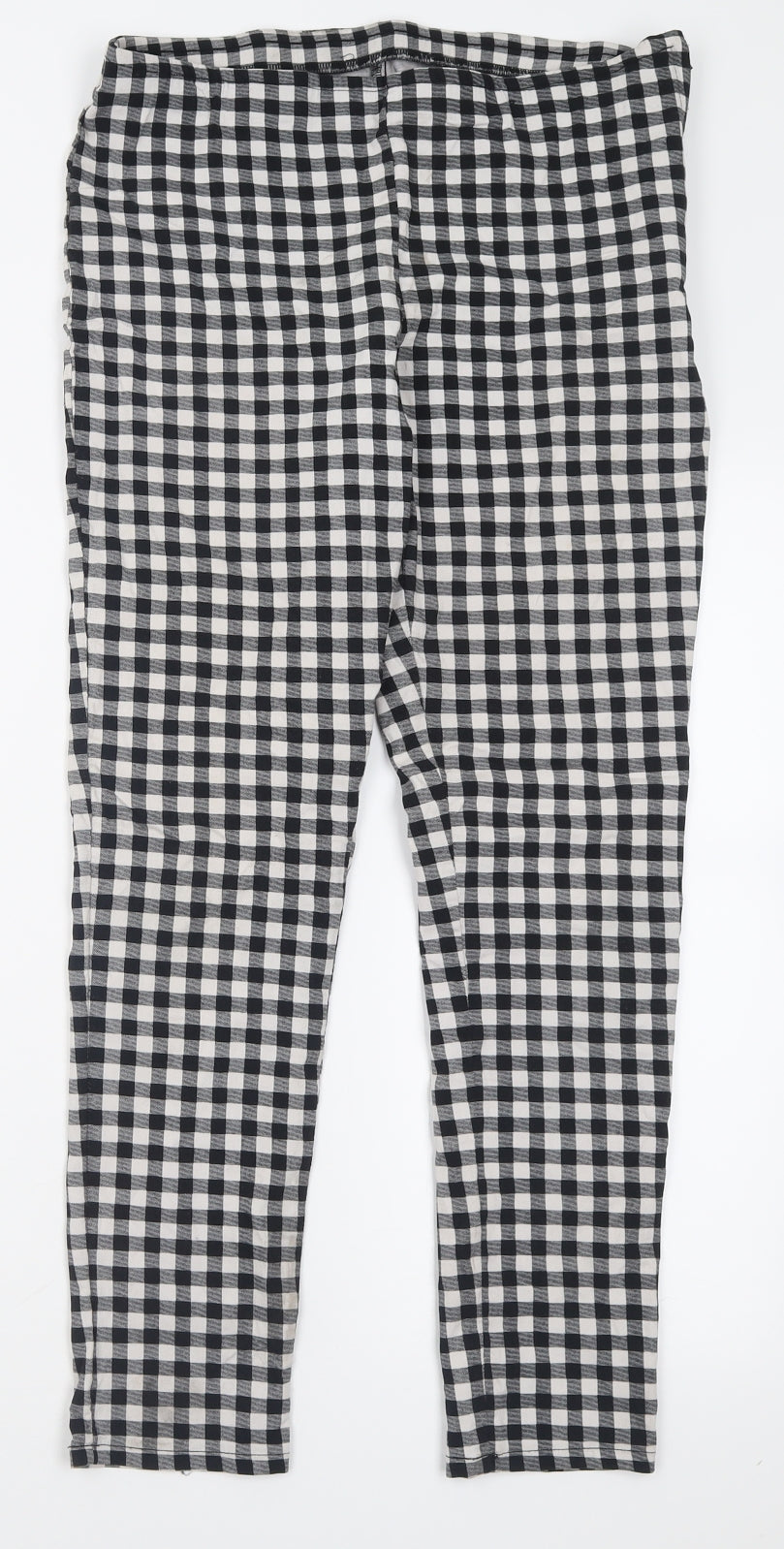 Atmosphere Womens Black Check Viscose Trousers  Size 14 L28 in Regular Zip