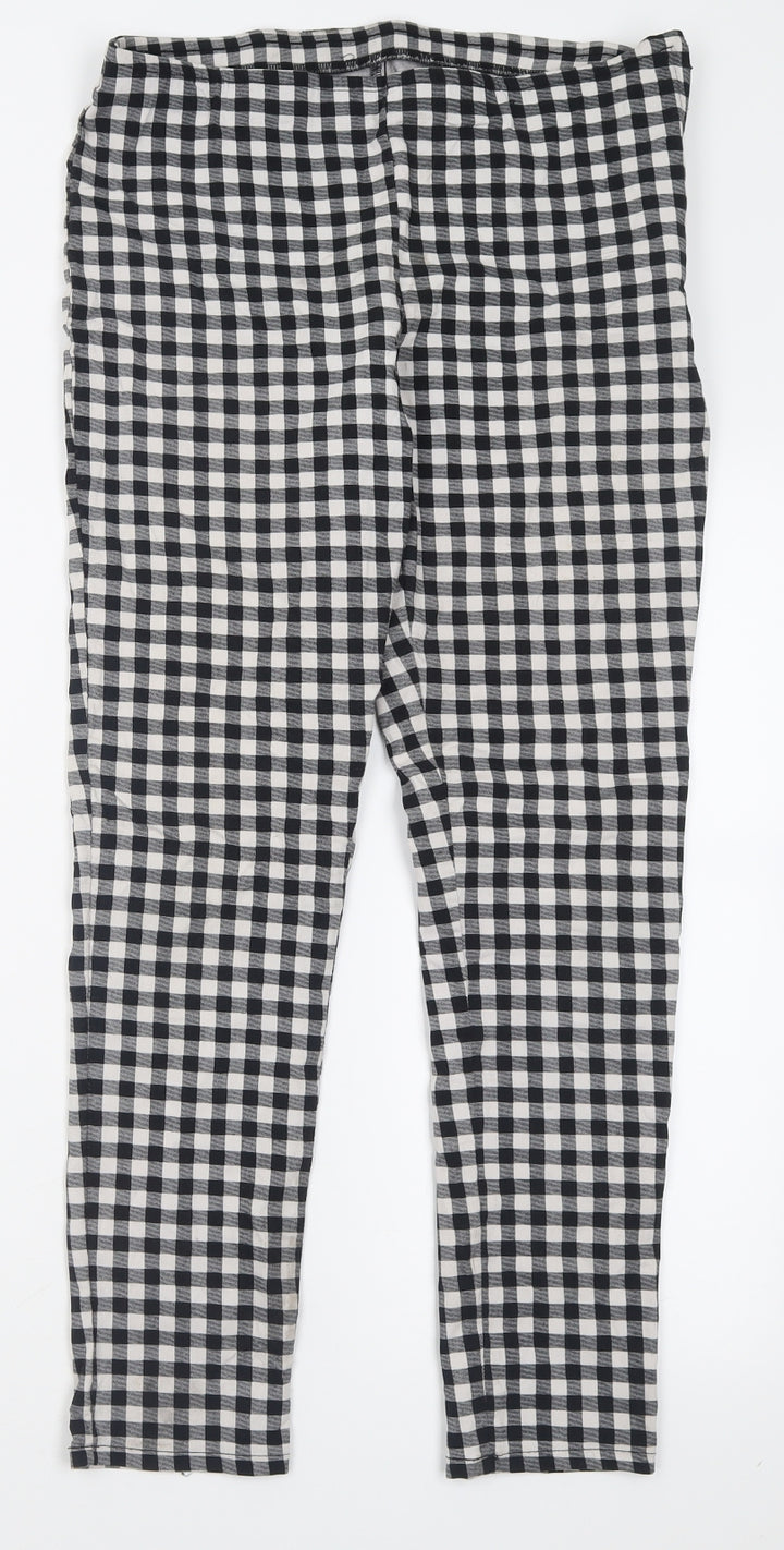 Atmosphere Womens Black Check Viscose Trousers  Size 14 L28 in Regular Zip