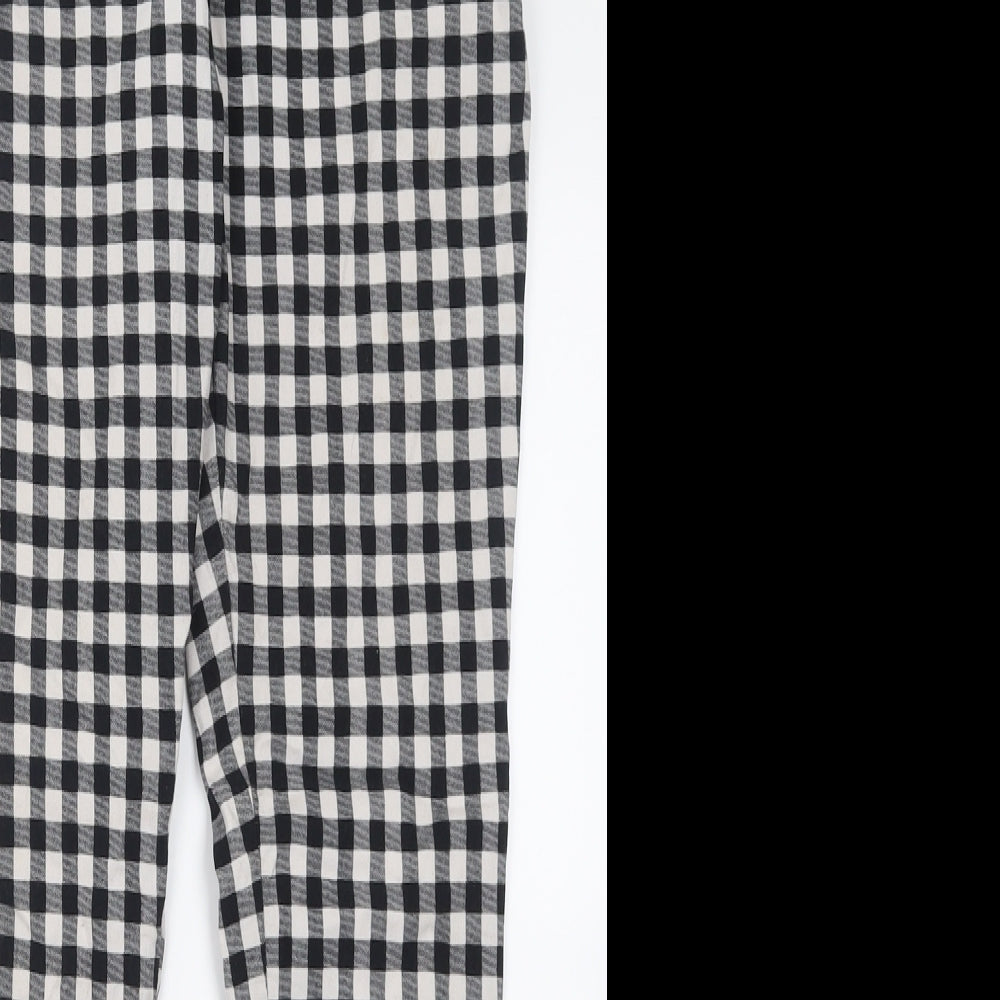 Atmosphere Womens Black Check Viscose Trousers  Size 14 L28 in Regular Zip