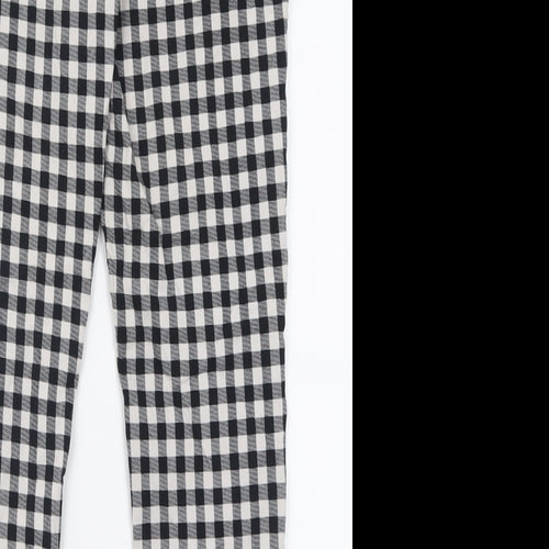Atmosphere Womens Black Check Viscose Trousers  Size 14 L28 in Regular Zip