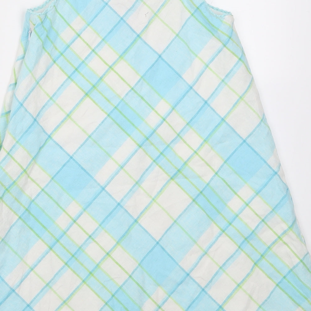 lydia jane Girls Blue Check Linen A-Line  Size 7 Years  Square Neck Pullover