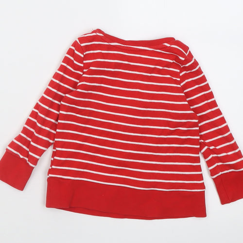 George Baby Red Striped Cotton Basic Casual Size 12-18 Months Crew Neck Pullover