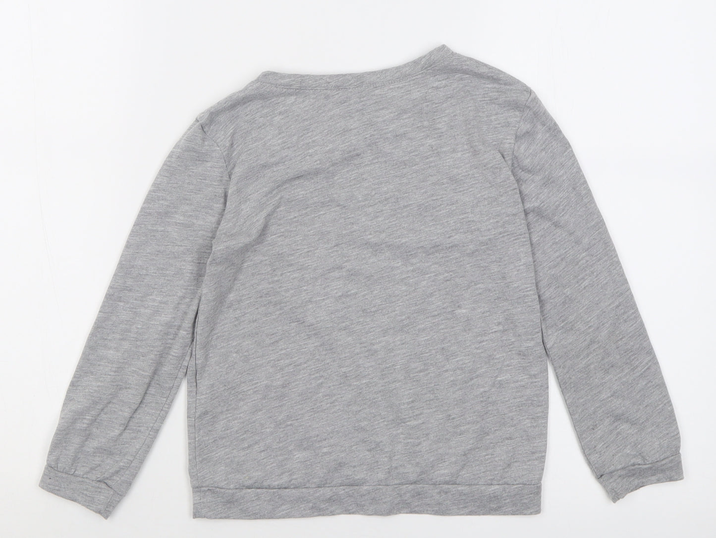In the Style Girls Grey  Polyester Basic Casual Size 5-6 Years Crew Neck Pullover - Christmas