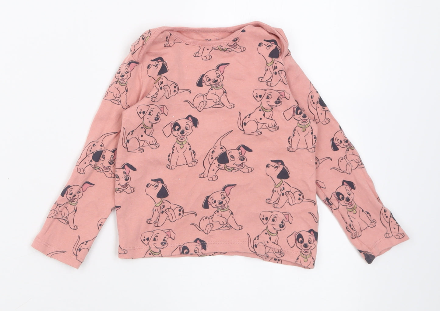 F&F Girls Pink Geometric Cotton Basic Casual Size 18-24 Months Crew Neck Pullover - Disney