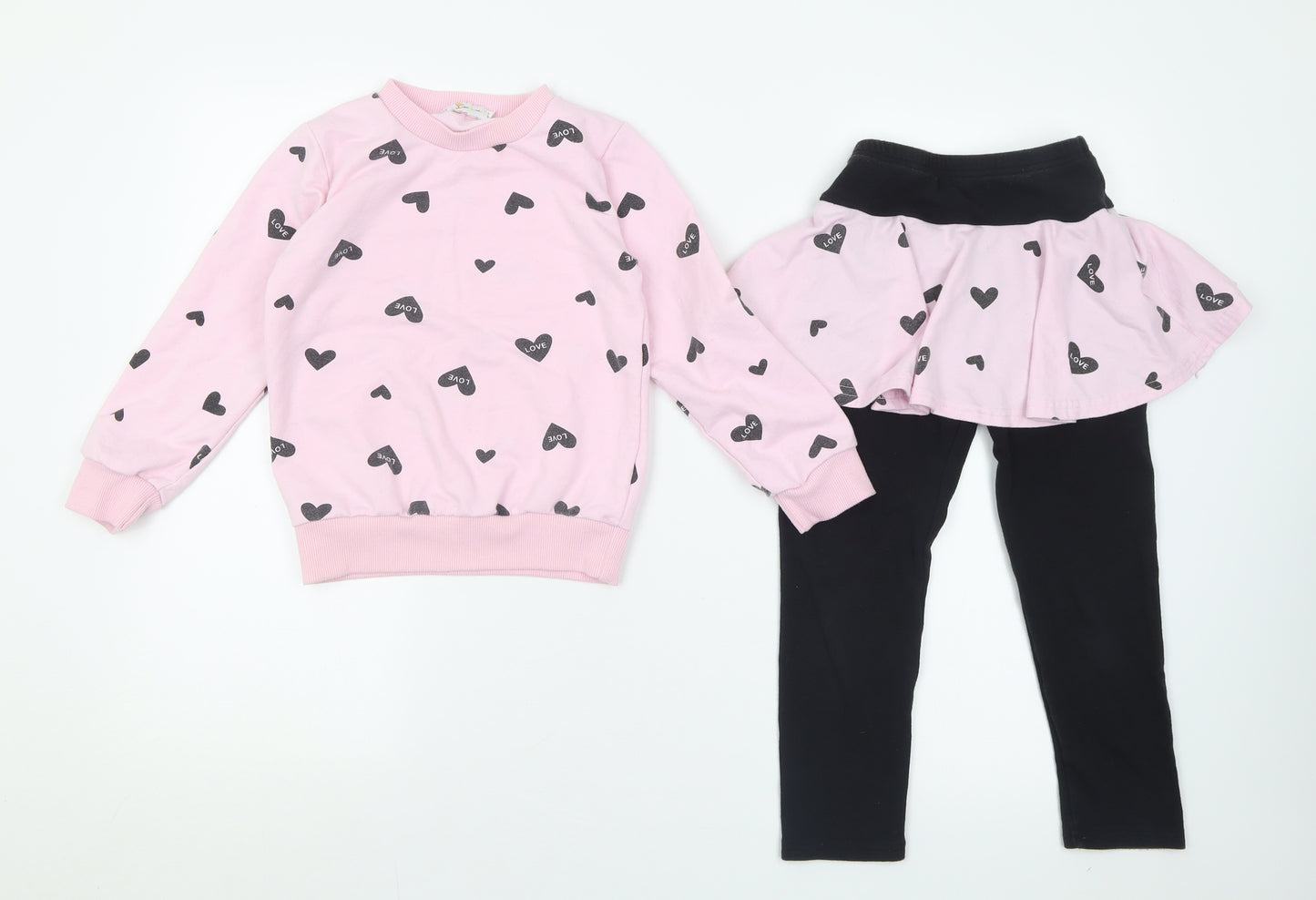 Little Hands Girls Pink Geometric Polyester Trousers Outfit/Set Size 10 Years  Pullover