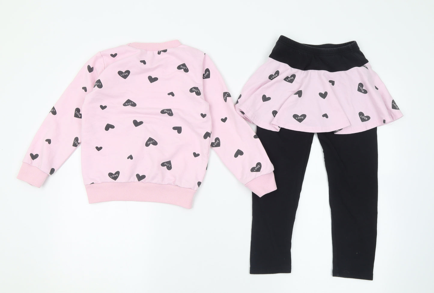 Little Hands Girls Pink Geometric Polyester Trousers Outfit/Set Size 10 Years  Pullover