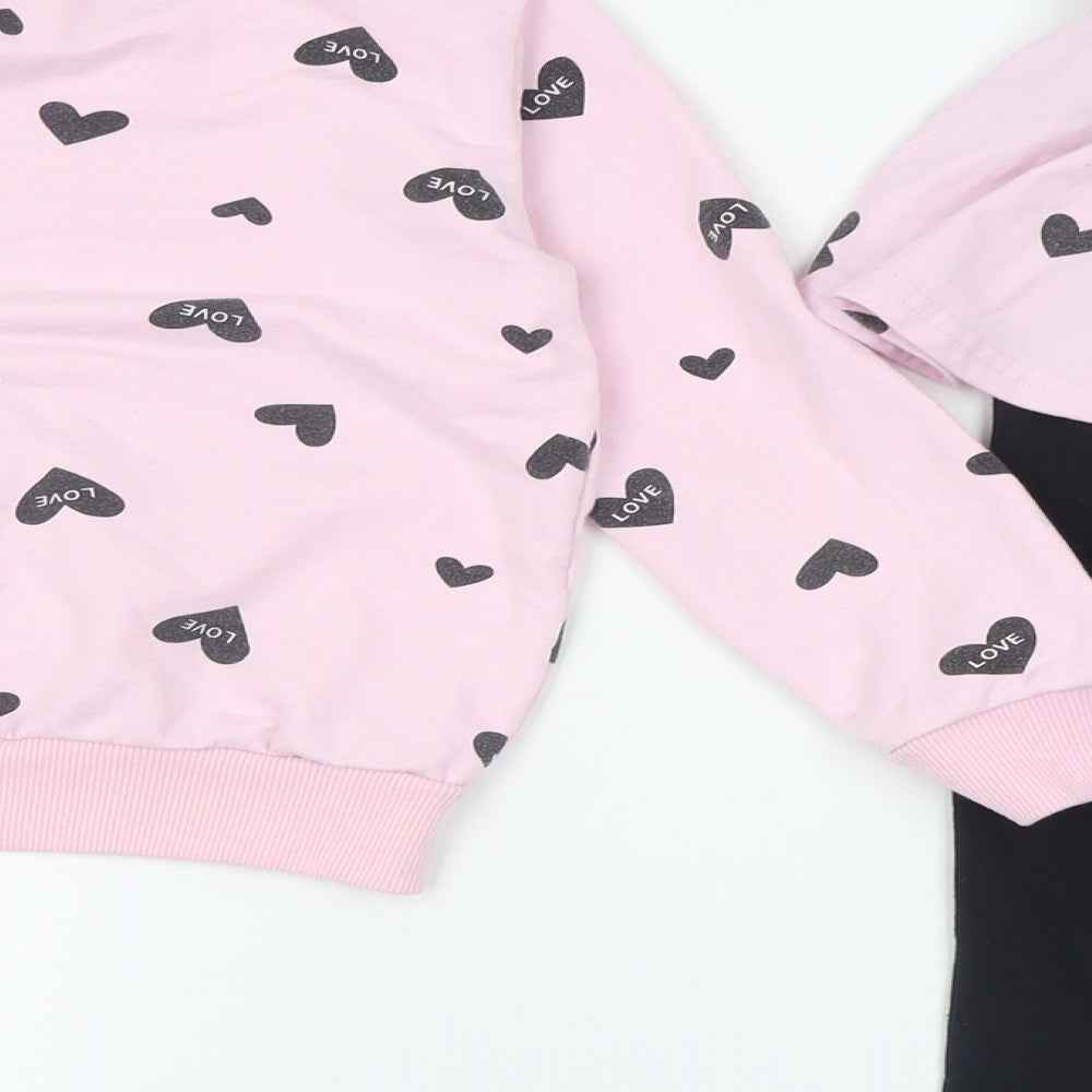 Little Hands Girls Pink Geometric Polyester Trousers Outfit/Set Size 10 Years  Pullover