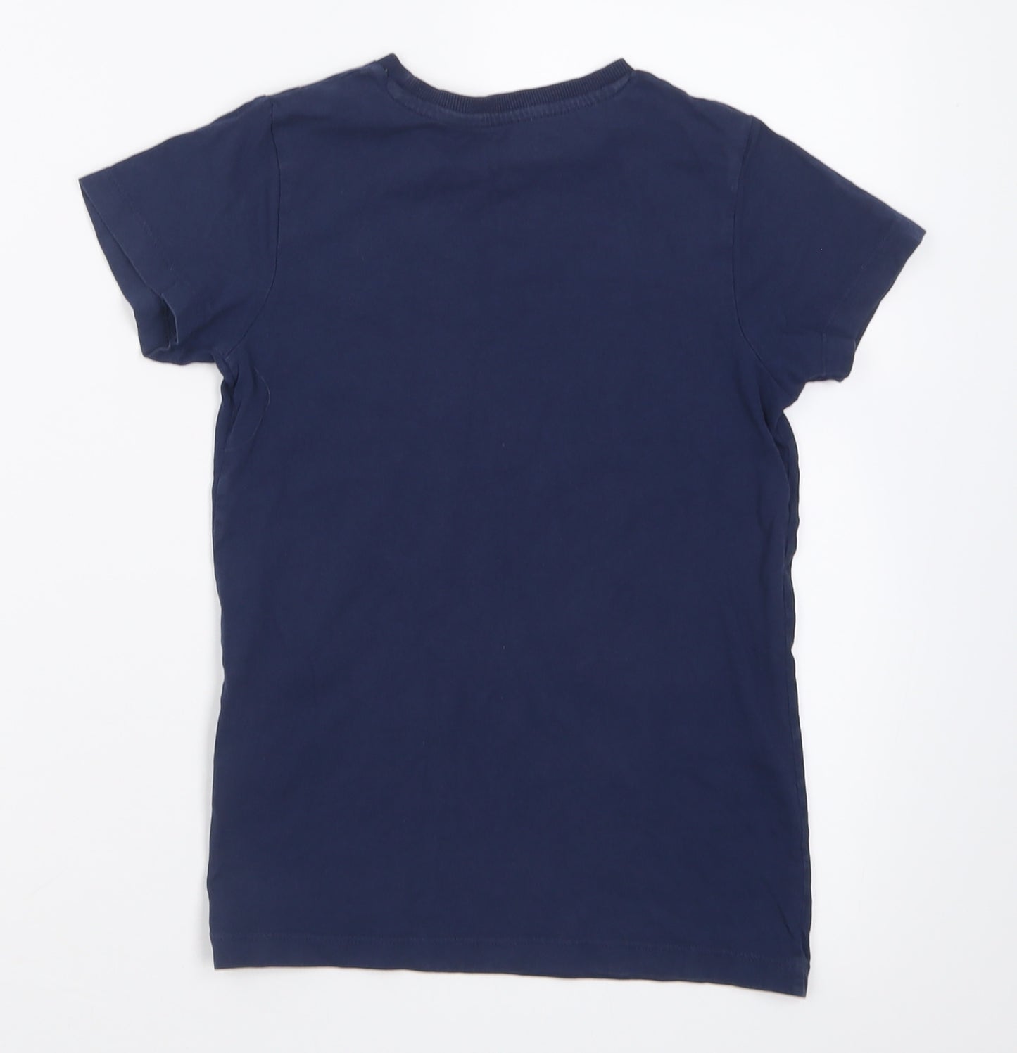 Matalan Boys Blue  Cotton Basic T-Shirt Size 8 Years Crew Neck Pullover