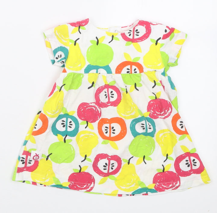 babybol Girls Multicoloured Geometric Cotton A-Line Size 18 Months Crew Neck Button