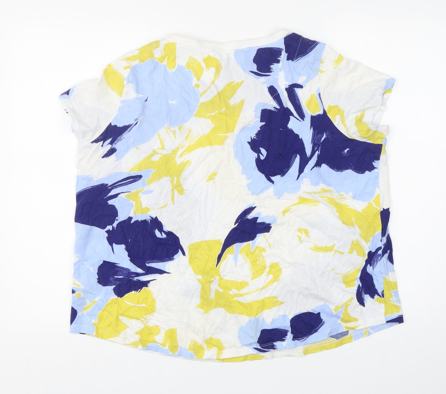 Marks and Spencer Womens Multicoloured Floral Cotton Basic T-Shirt Size 18 Round Neck