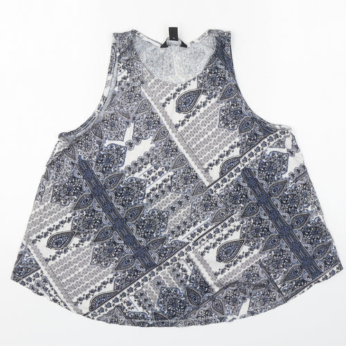 New Look Womens Multicoloured Paisley Cotton Basic Tank Size 12 Round Neck