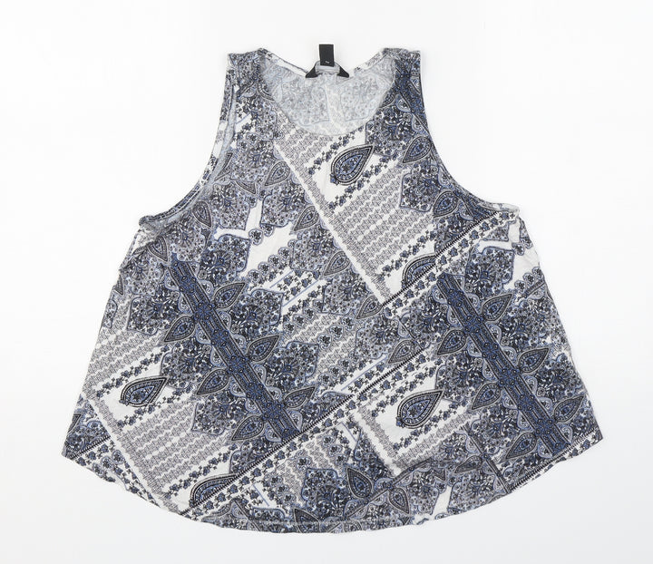 New Look Womens Multicoloured Paisley Cotton Basic Tank Size 12 Round Neck
