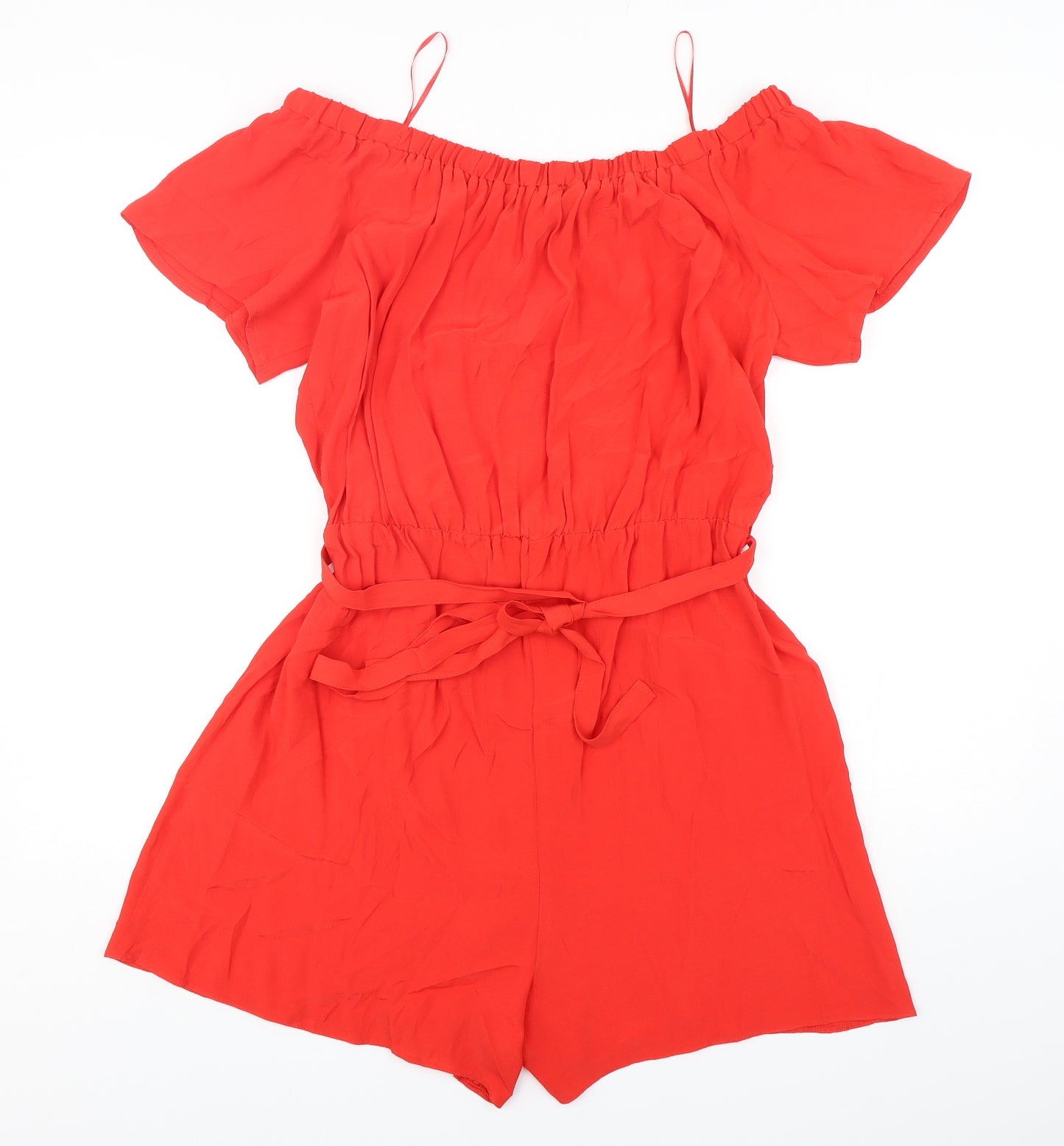 F&F Womens Red  Viscose Playsuit One-Piece Size 14 L5 in Pullover