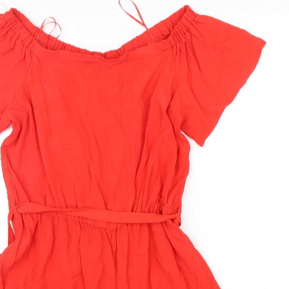 F&F Womens Red  Viscose Playsuit One-Piece Size 14 L5 in Pullover